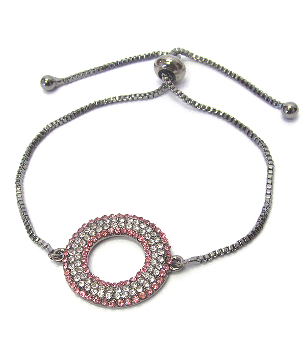Crystal ring pull tie bracelet