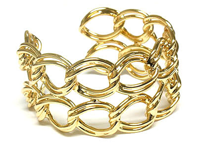 Metal link cuff bangle