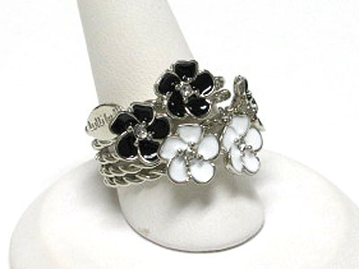 Tutti frutti five row crystal and metal epoxy flower ring
