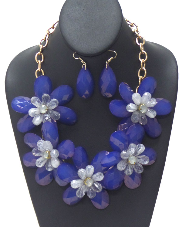Large flower chain necklace set