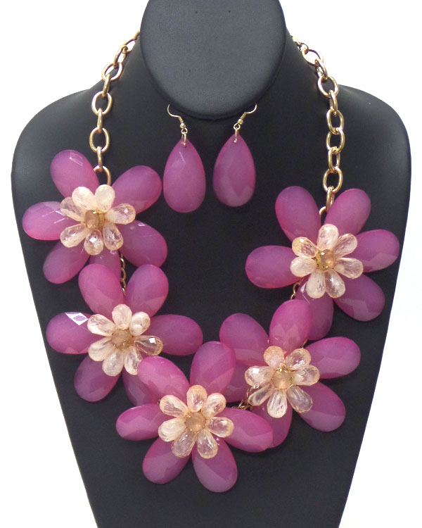 Large flower chain necklace set