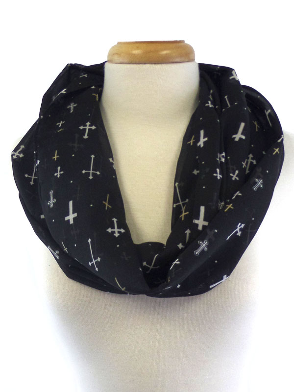 Religious inspiration cross print infinity scarf