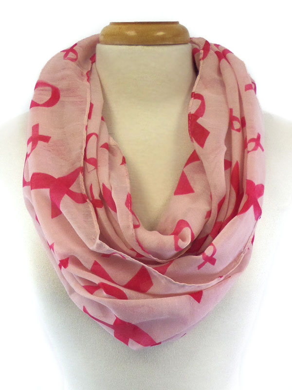 Pink ribbon theme infinity scarf