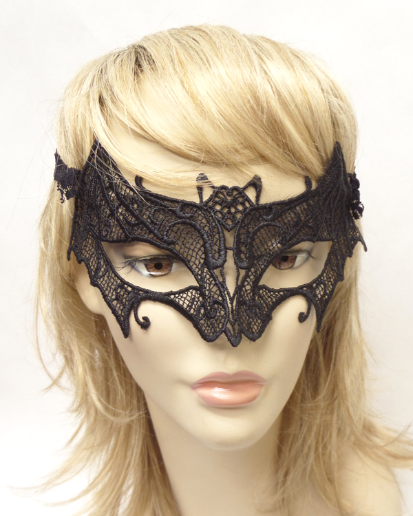 Steamkpunk bat masquerade lace tie mask