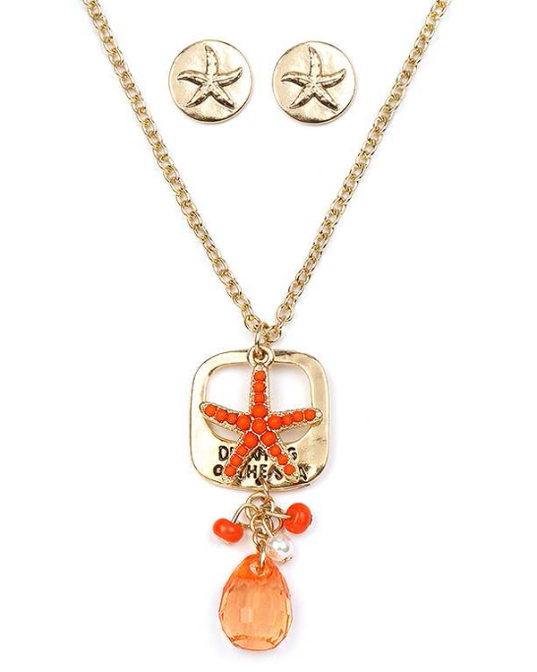 Handmade plate and starfish necklace set - dreaming of the sea