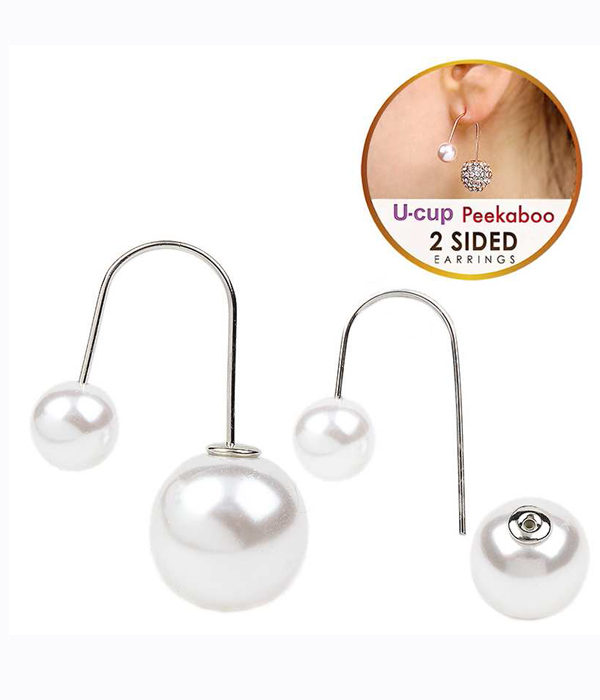 Pearl double sided front and back earring - u cup