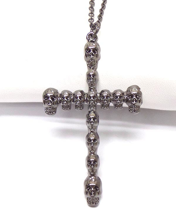 Linked metal skull cross chain necklace 