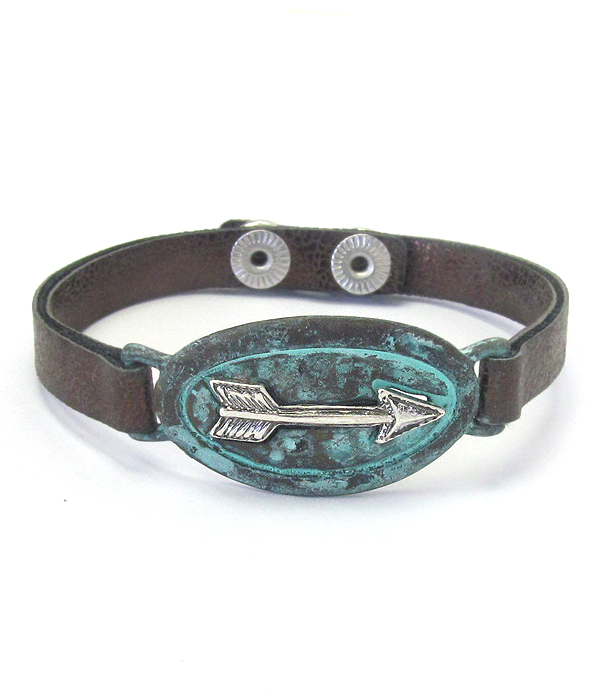 Arrow and leather band bracelet
