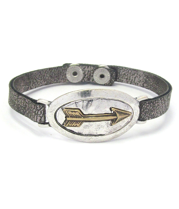 ARROW AND LEATHER BAND BRACELET