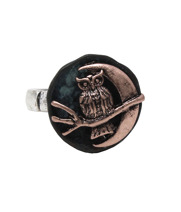 VINTATGE METAL OWL STRETCH RING