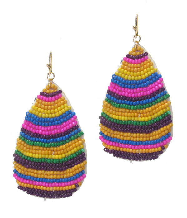 Handmade seedbead serape teardrop earring