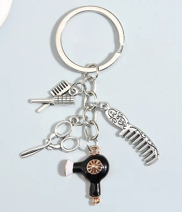 Hair salon theme multi charm keychain