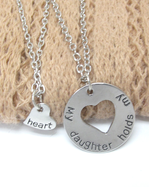 Daughter holds my heart dual pendant set