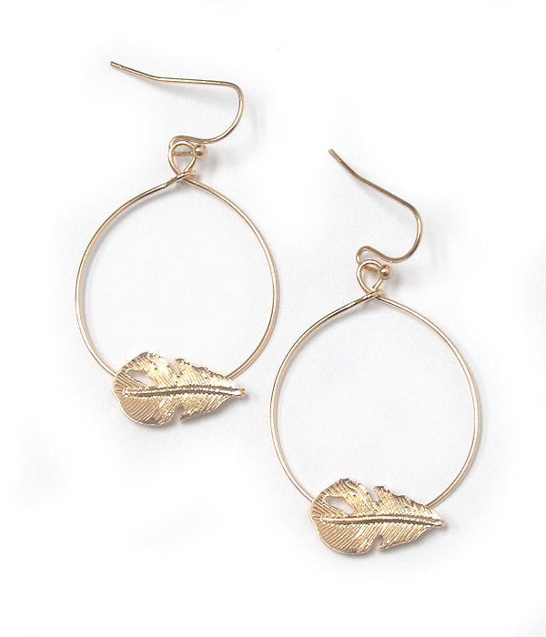 Feather hoop earring