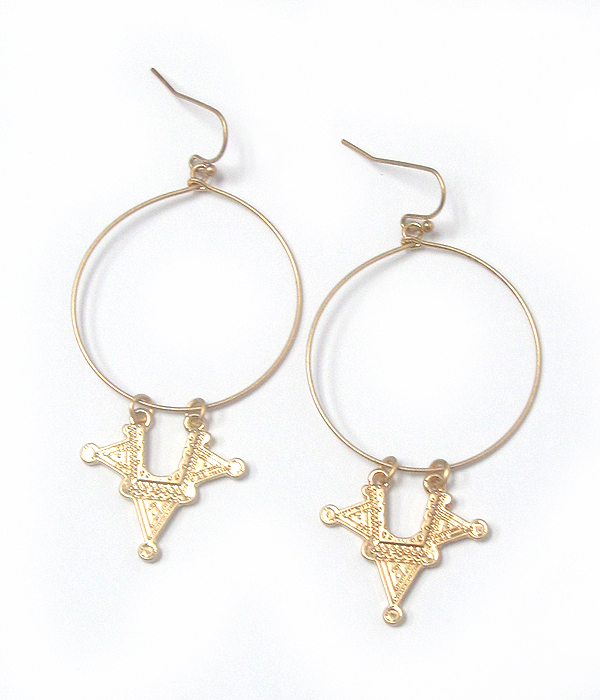 Aztec pattern hoop earring -western