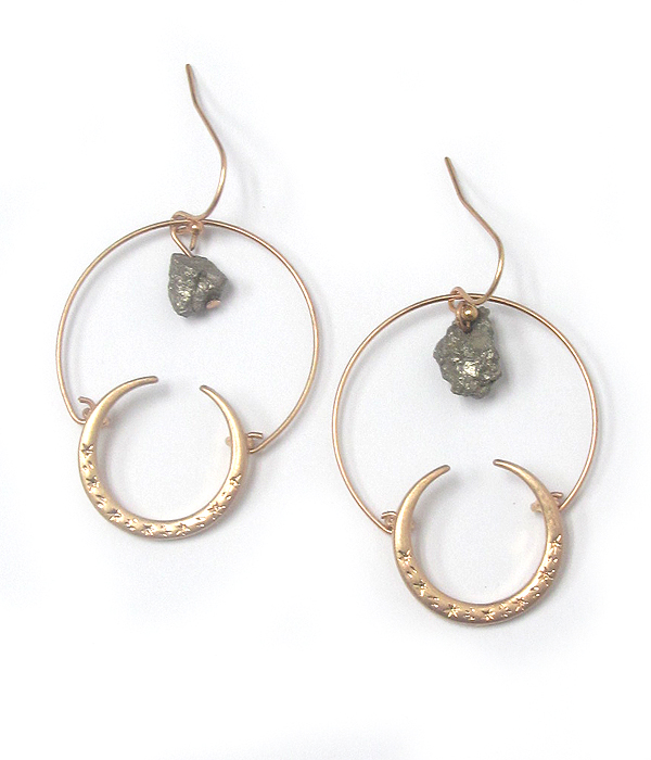 Natural stone hoop earring