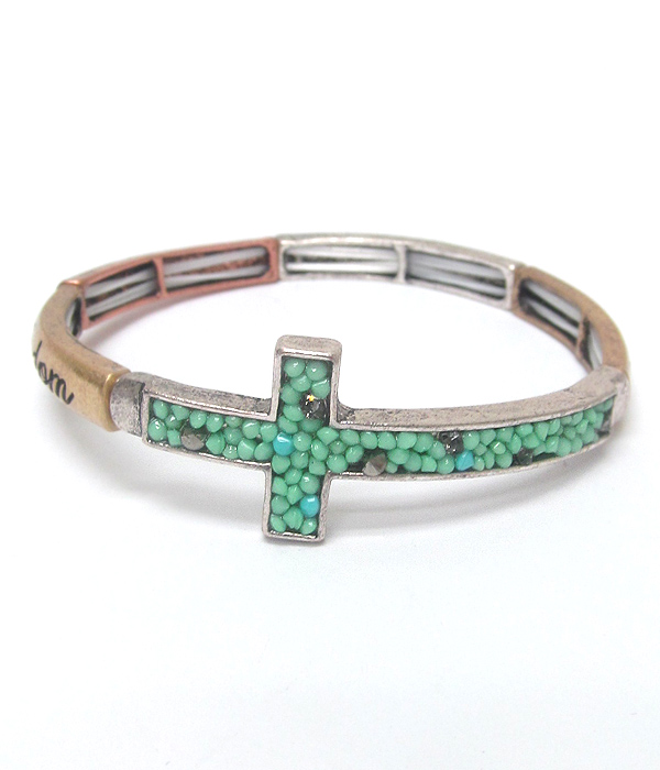 Seedbead cross stretch bracelet