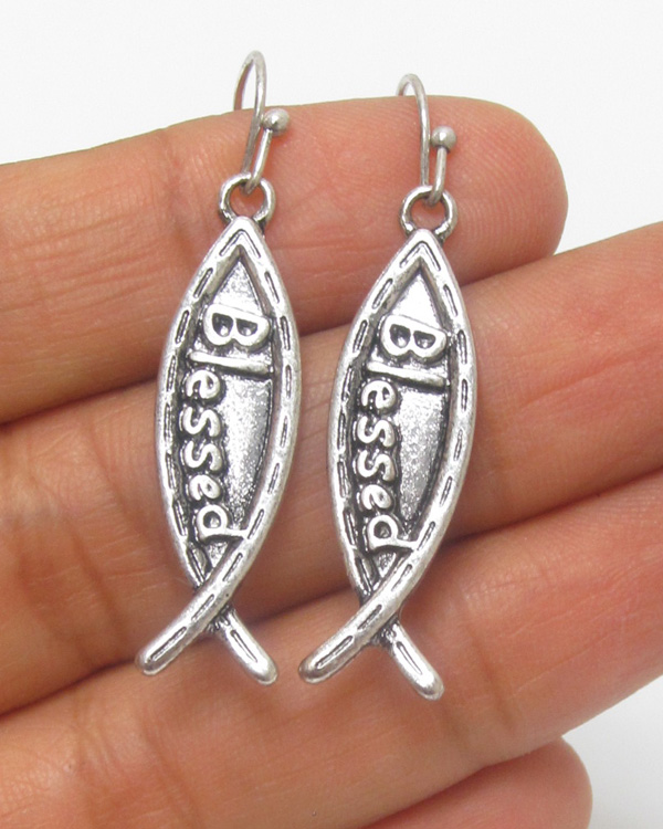 Religious inspiration fish earring - blessed