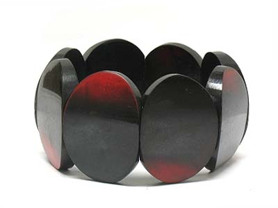 Ethnic indian jewelry - natural regin oval disk stretch bracelet