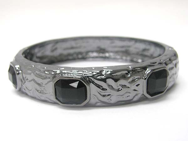 Stone deco metal hinge bangle