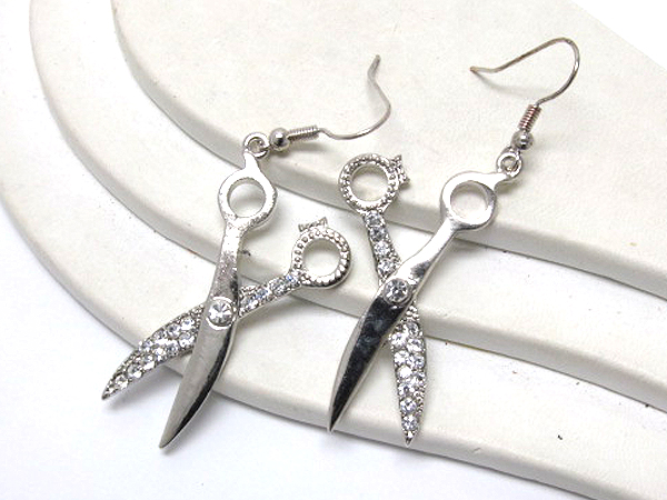 Crystal fashion scissors earring