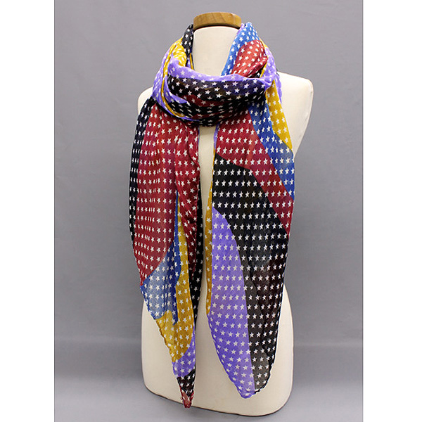 Fashion colorful multi stars theme scarf
