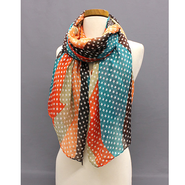 Fashion colorful multi stars theme scarf