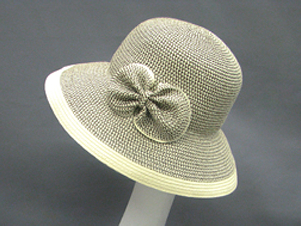 Short brim stripes hat w/ bow
