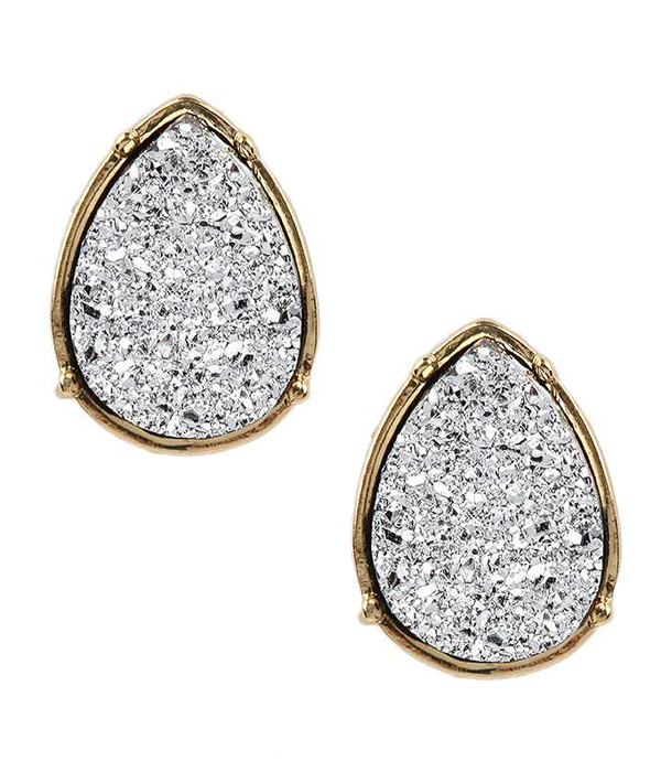 Druzy teardrop earring