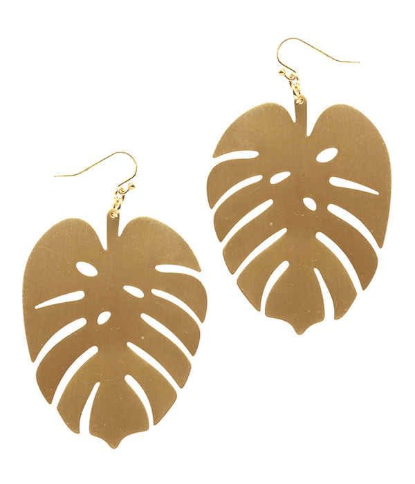 METAL CONTOUR LINE MONSTERA EARRING