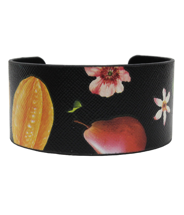 Tropical fruit metal bangle bracelet