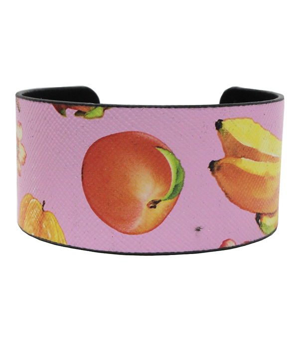 Tropical fruit metal bangle bracelet