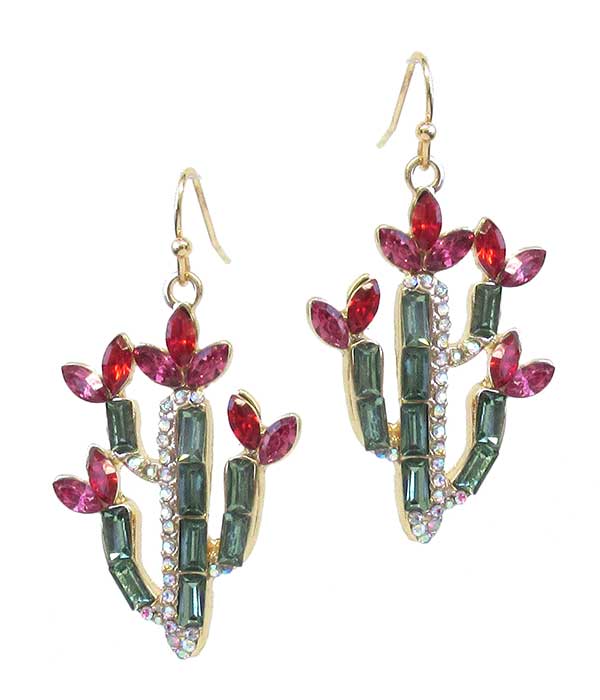 CRYSTAL CACTUS EARRING