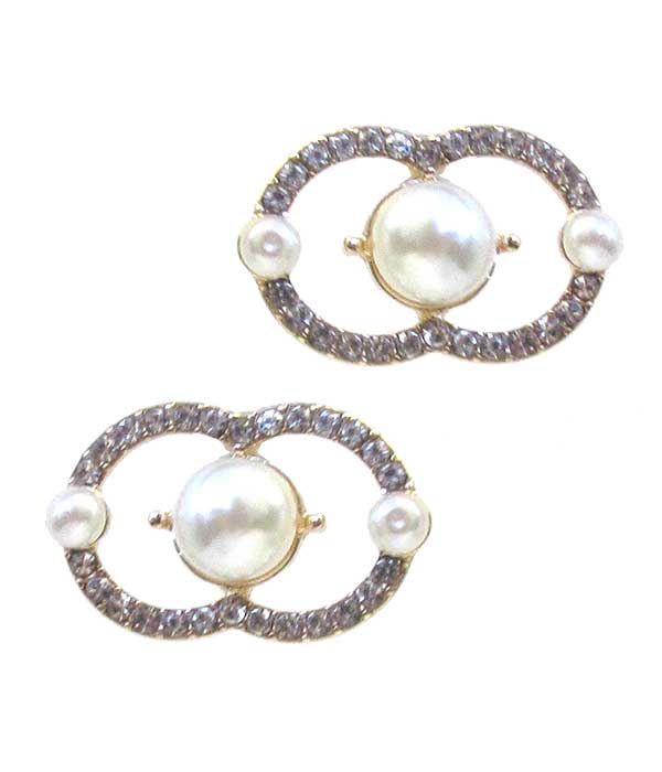 CRSYTAL AND PEARL MIX DOUBLE O EARRING