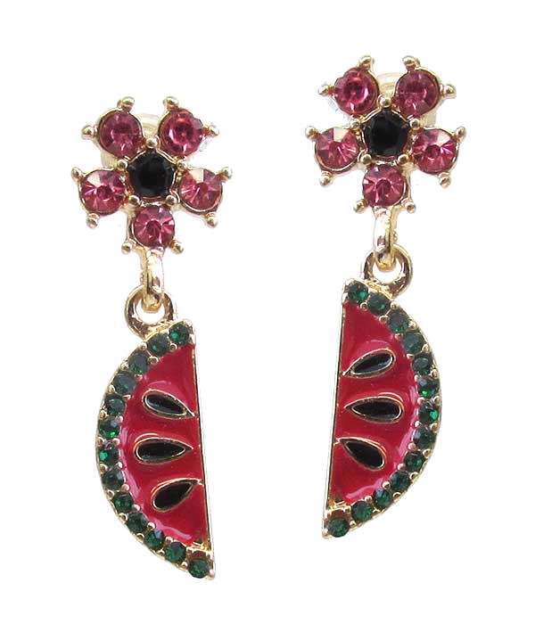 Summer fruit dangle earring - watermelon