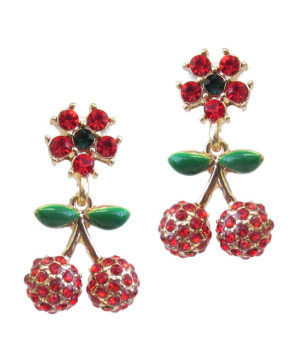 FRUIT DANGLE EARRING - CHERRY