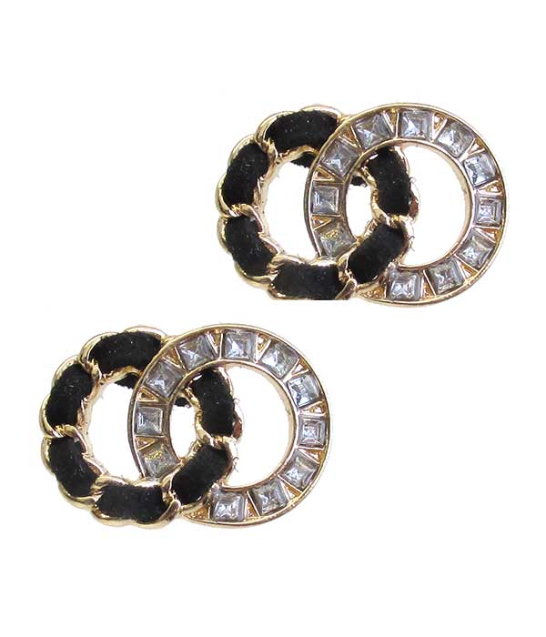 Crystal and fabric double o earring