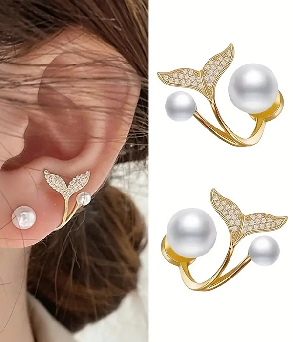 Mermaid tail pearl earring