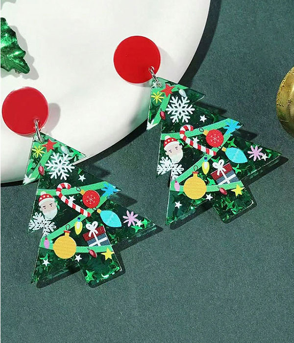 Christmas theme acrylic earring - tree