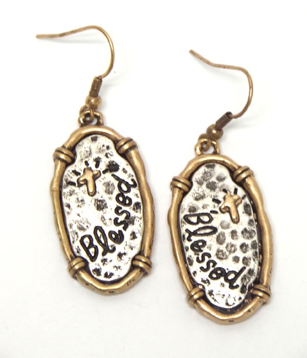 Blessesd multi metal oval hook earrings