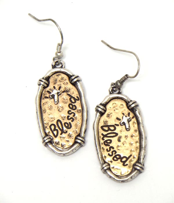 Blessesd multi metal oval hook earrings