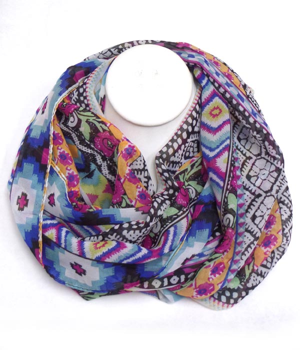 Multi trubal style patterns infinity scarf
