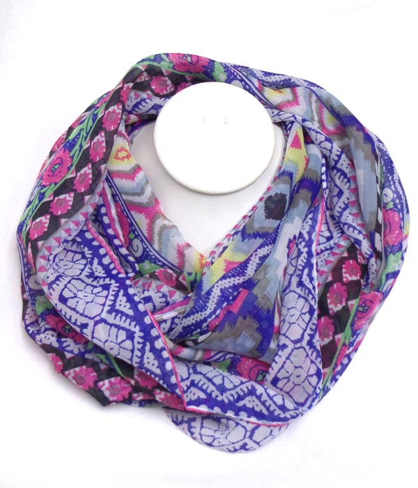 Multi trubal style patterns infinity scarf 