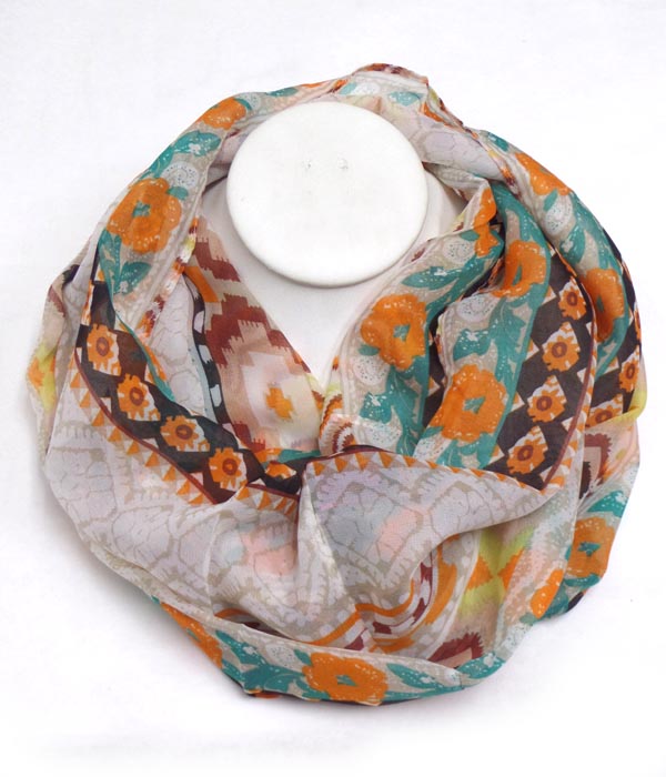 Multi trubal style patterns infinity scarf
