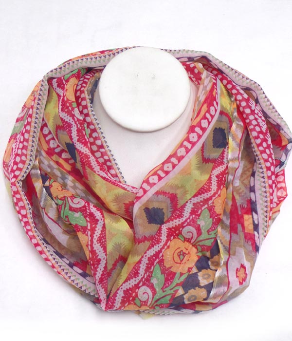 Multi trubal style patterns infinity scarf 