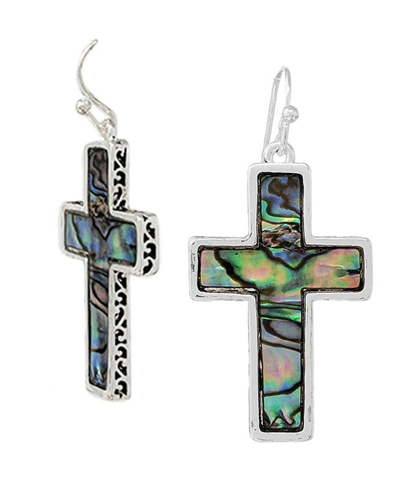 ABALONE CROSS EARRING