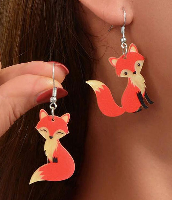 Red fox acrylic earring