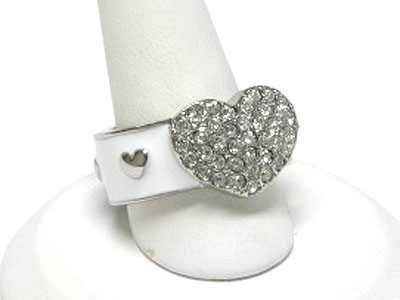 Tutti frutti crystal and metal epoxy heart ring