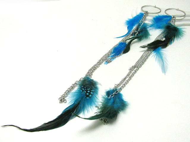 18 inch super long feather and tassel drop earring