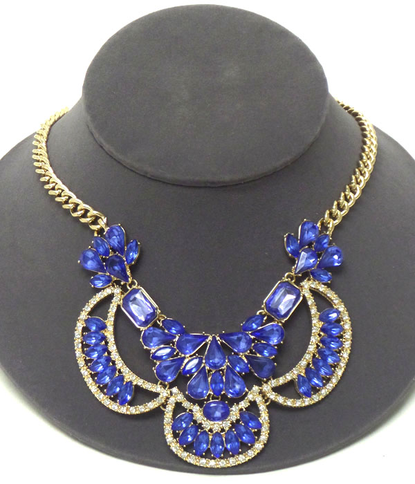 Multi crystal and teardrop stone mix neckalce